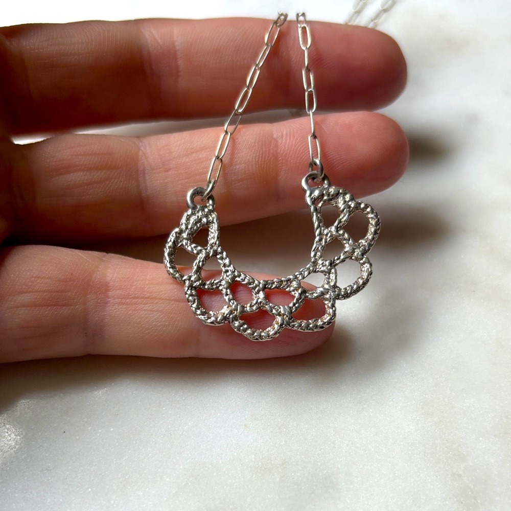 Sterling silver lace necklace